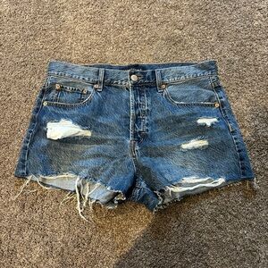 Aeropostale Blue Jean Shorts Distressed Frayed Hem